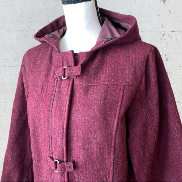 Vintage Woolrich Women’s Wool Hooded Duffle Coat Toggle Size M Red - Picture 3 of 16